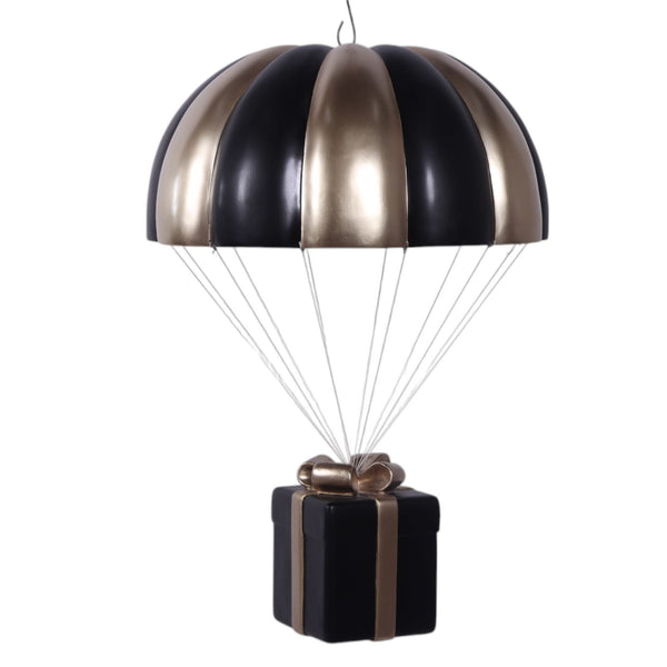 3ft Black & Gold Parachuting Christmas Present Commercial Christmas Display Prop