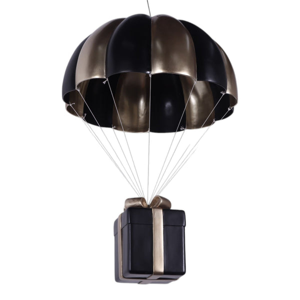 3ft Black & Gold Parachuting Christmas Present Commercial Christmas Display Prop