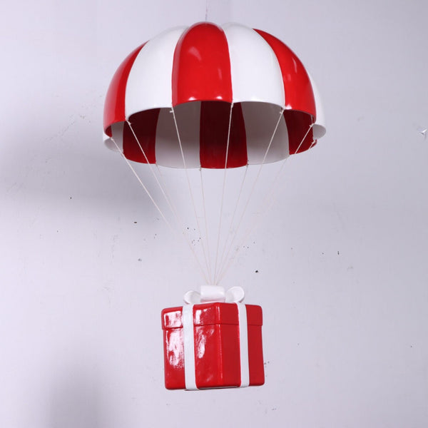 3ft Red & White Parachuting Christmas Present Gift Commercial Christmas Display Prop