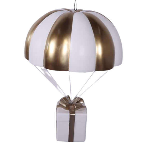 3ft White & Gold Parachuting Christmas Present Commercial Christmas Display Prop