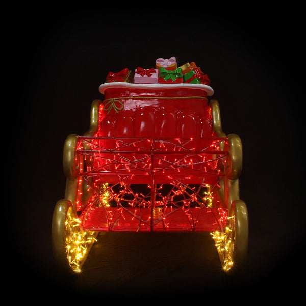 1.6m Red and Gold Santa's Sleigh Lit Christmas Commercial Display