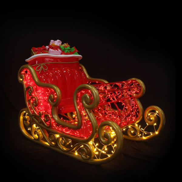1.6m Red and Gold Santa's Sleigh Lit Christmas Commercial Display