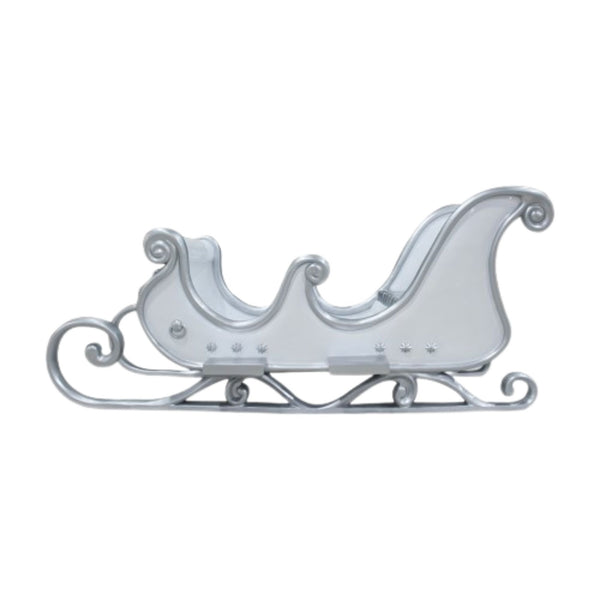 4 Seater White and Silver Santa Sleigh Christmas Photo Opportunity Seat Prop
