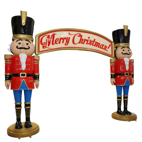 3.5m Giant Festive Nutcracker Archway Entrance Way with Merry Christmas Banner