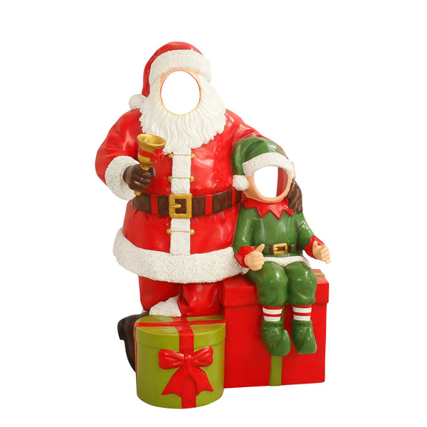 1.9m Santa with Elf Christmas Photo Opportunity Prop
