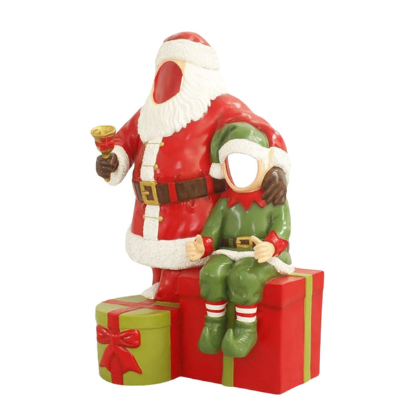 1.9m Santa with Elf Christmas Photo Opportunity Prop