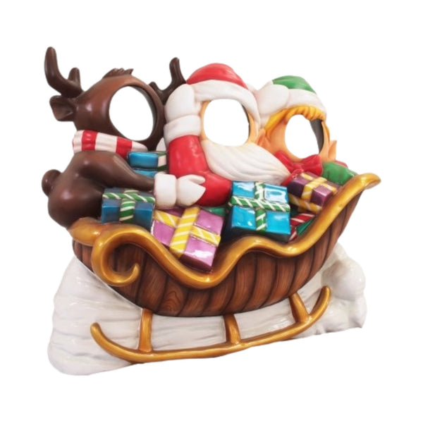 1.45m Fun Santa's Delivery Team on Sleigh Christmas Photo Opportunity Prop