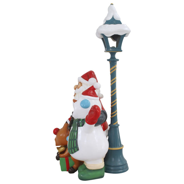 1.8m Fun Santa With Snowman and Reindeer at Streetlight Christmas Display Prop