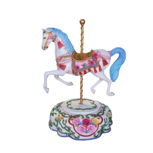 1.5m Festive Carousel Horse on Blue Plate Commercial Christmas Display Prop
