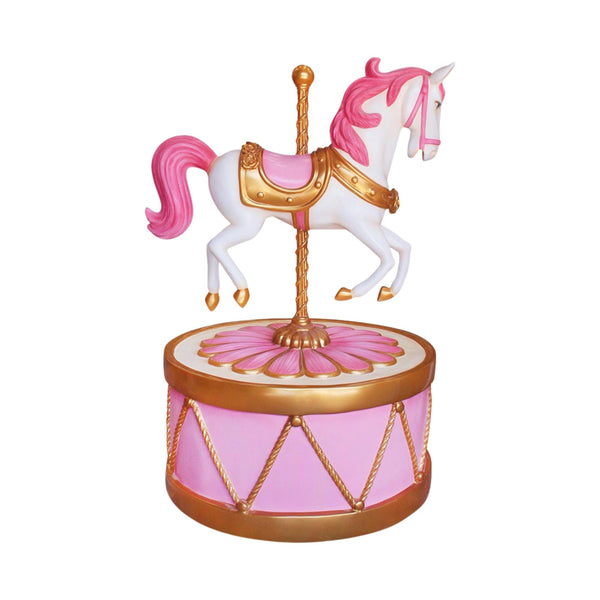 1.5m Festive Carousel Horse on Pink Base Commercial Christmas Display Prop