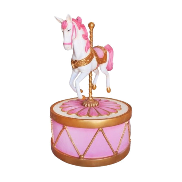 1.5m Festive Carousel Horse on Pink Base Commercial Christmas Display Prop
