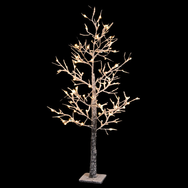 5ft Brown Birch Snow Tree with Warm White LEDs