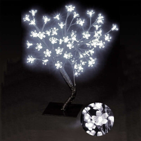 45cm White Cherry Blossom Christmas Tree with 40 LEDs