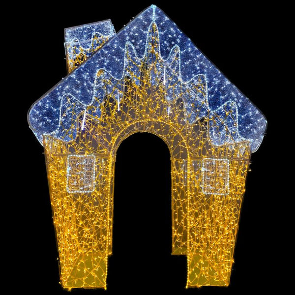 3.5m 3D Snowy Cottage Archway Entrance Commercial Christmas Display
