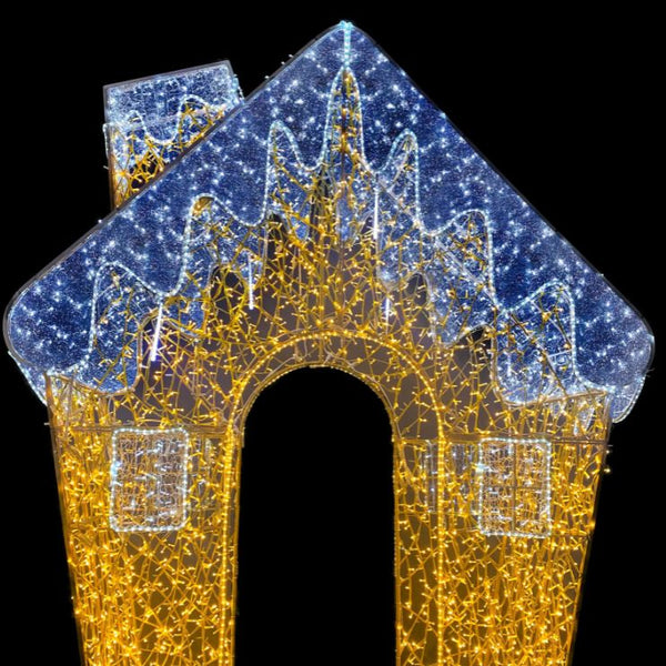 3.5m 3D Snowy Cottage Archway Entrance Commercial Christmas Display