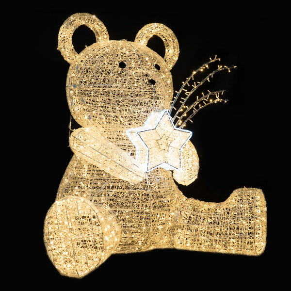 2m Giant Lit Teddy Bear with Stars 3D Christmas Commercial Display