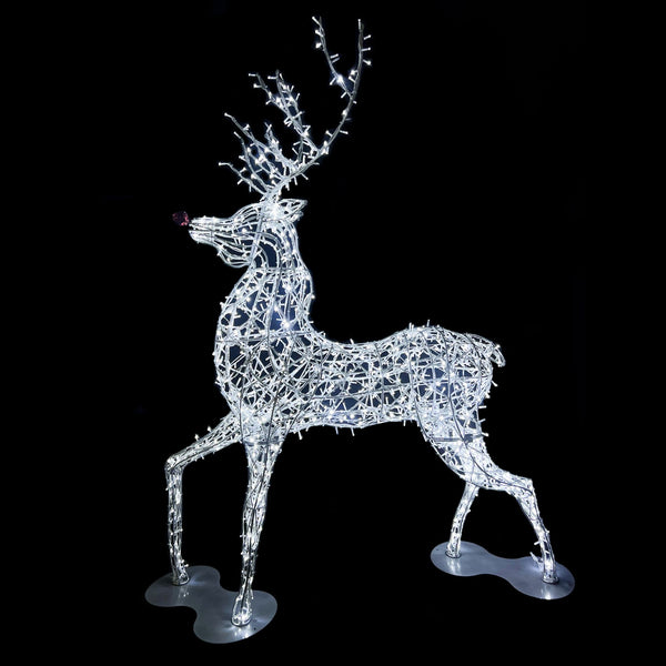 2.5m Large Freestanding LED Lit Red Nosed Christmas Stag Commercial Display