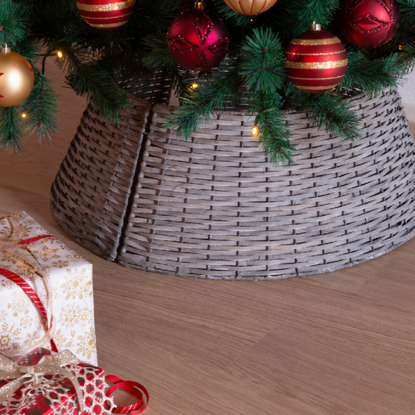 57cm Grey Natural Wicker Christmas Tree Skirt Ring