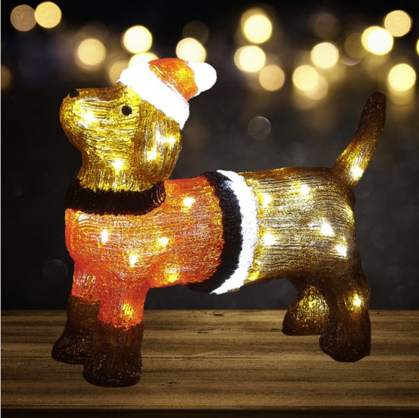 Christmas Acrylic Dachshund with 48 Ice White LED's