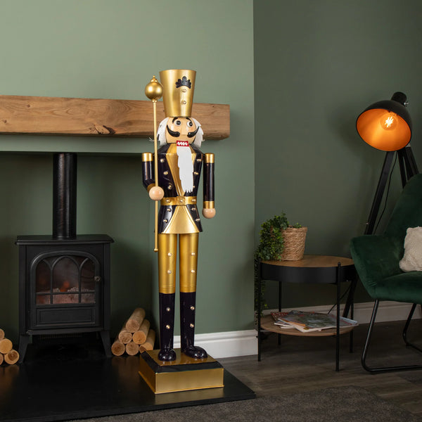 4ft Navy and Gold In Lit Christmas Nutcracker Guard