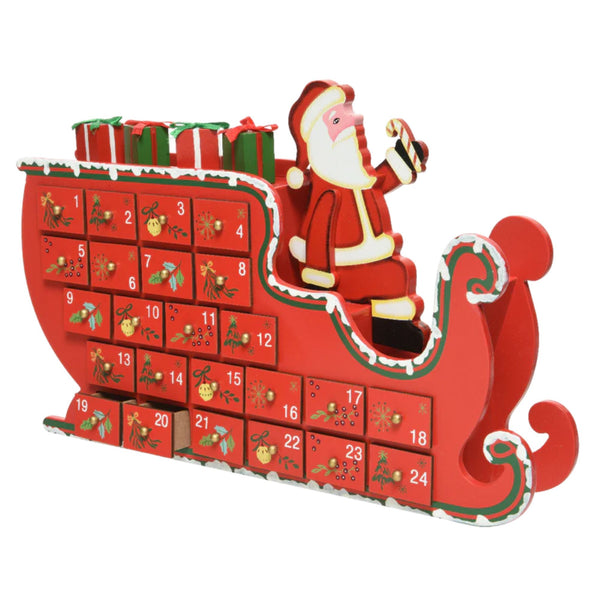 Christmas Santa Sleigh Wooden Advent Calendar