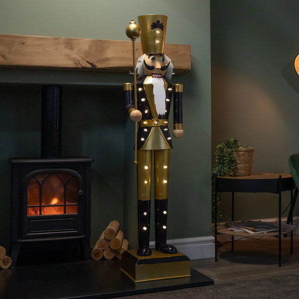 4ft Navy and Gold In Lit Christmas Nutcracker Guard