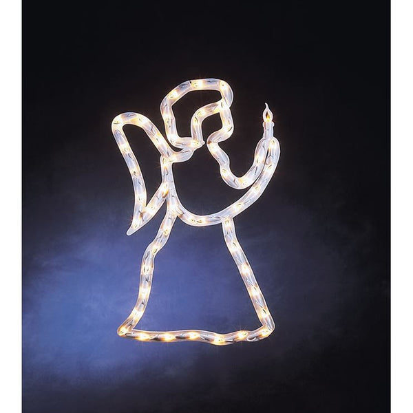 Angel Window Silhouette Lit with 50 Warm White LEDs