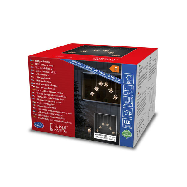 6 Warm White LED Acrylic Curtain Star Lights
