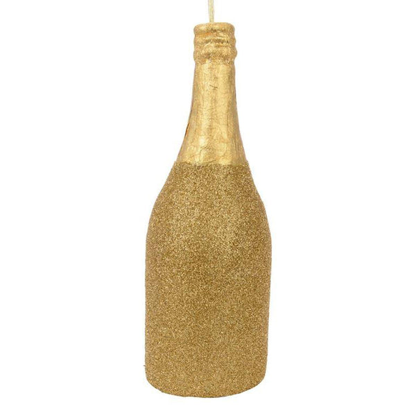 Giant Gold Glittered Champagne Bottle Hanging Display
