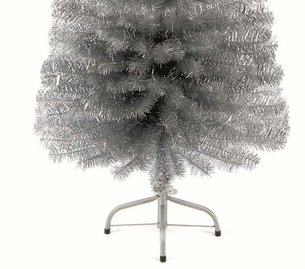 6.6ft Silver Tinsel Pencil Pine Artificial Christmas Tree