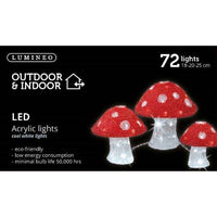 Set of 3 LED Lit Acrylic Toadstools