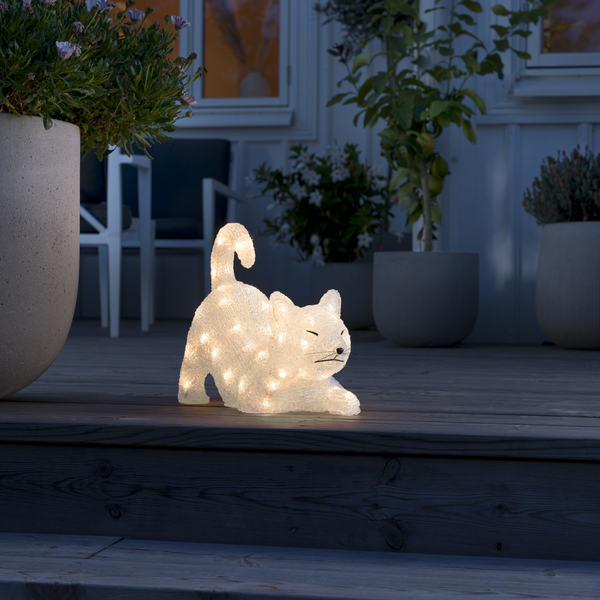 LED Lit Acrylic Laying Cat