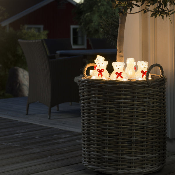 Set of 5 Acrylic Christmas Bears with 40 Warm White LEDs