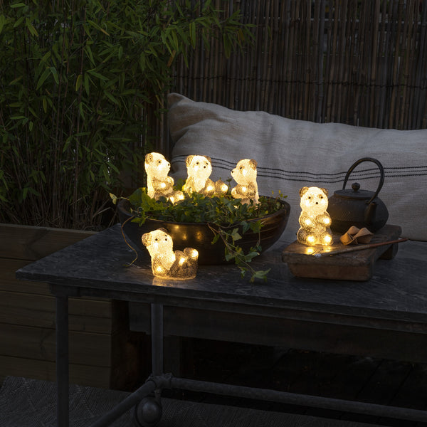 Set of 5 Acrylic LED Lit Christmas Pandas