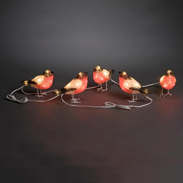 Set of 5 LED Lit Christmas Acrylic Bullfinches