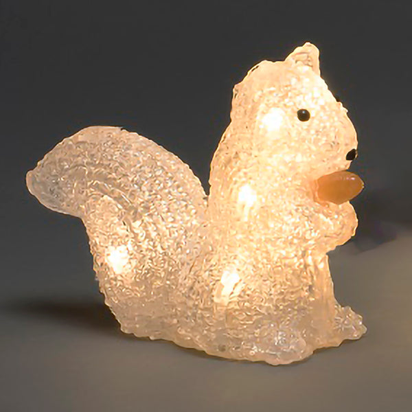 Set of 5 Acrylic Squirrels Lit with White LEDs