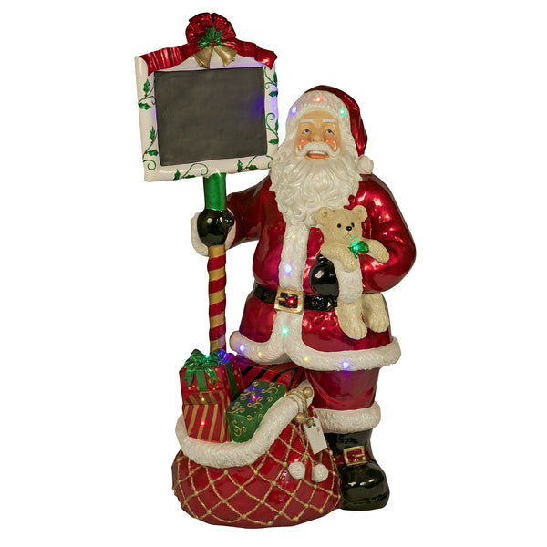 1.3m Standing Christmas Santa Holding Blackboard and Teddy Bear Display Prop