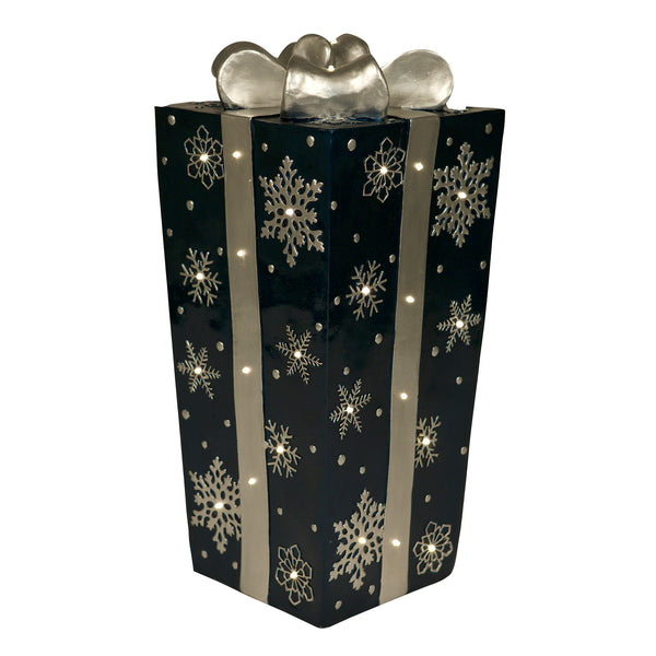 80cm Blue and Silver Christmas Present With LED Lights Display Prop