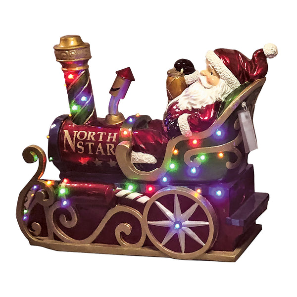 Front Section of Festive Christmas Train With Multicoloured LEDs Display Prop
