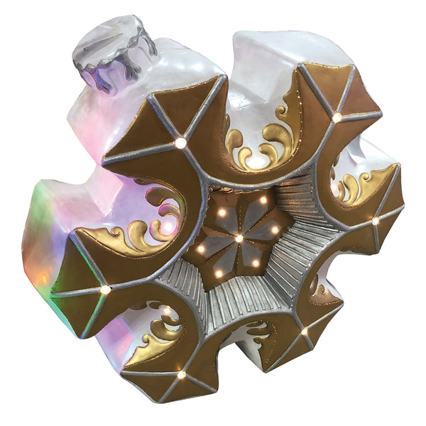 90cm Gold and Silver Snowflake With LED lights Christmas Display Prop