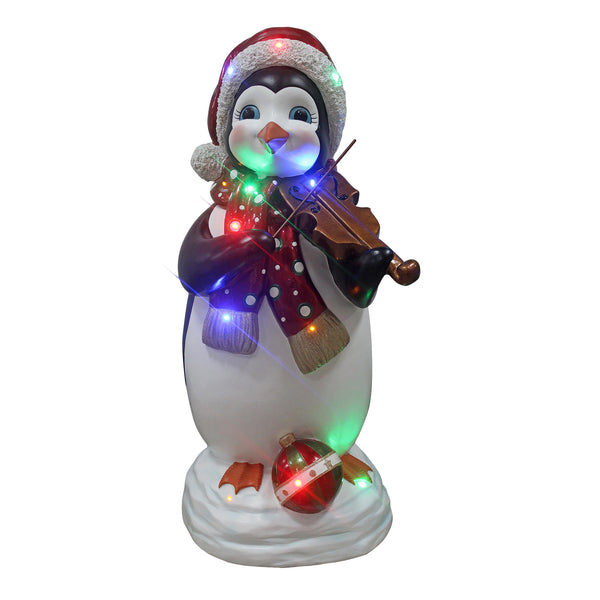 93cm Fun Penguin Playing Violin with Multicoloured LED Lights Display Prop