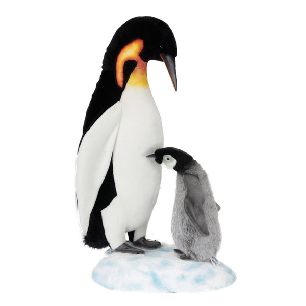 Lifesize Animated Emperor Penguin with Baby Penguin Christmas Display Prop