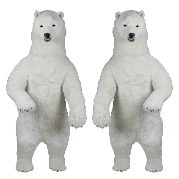 Set of 2 Life Size Animated Talking and Singing Polar Bears Christmas Display Props