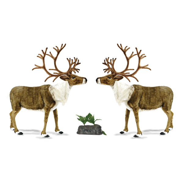 Set of 2 Full Size Animated Talking Duet Singing Nordic Christmas Reindeer