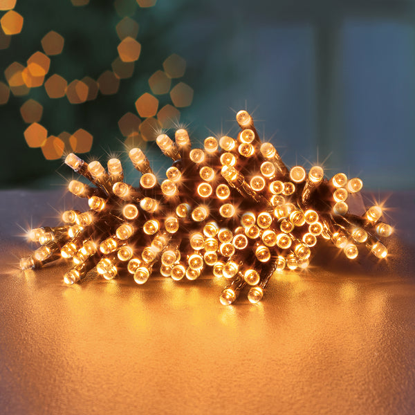 1000 Vintage Gold Multi Action Battery Powered LED Lights with Timer