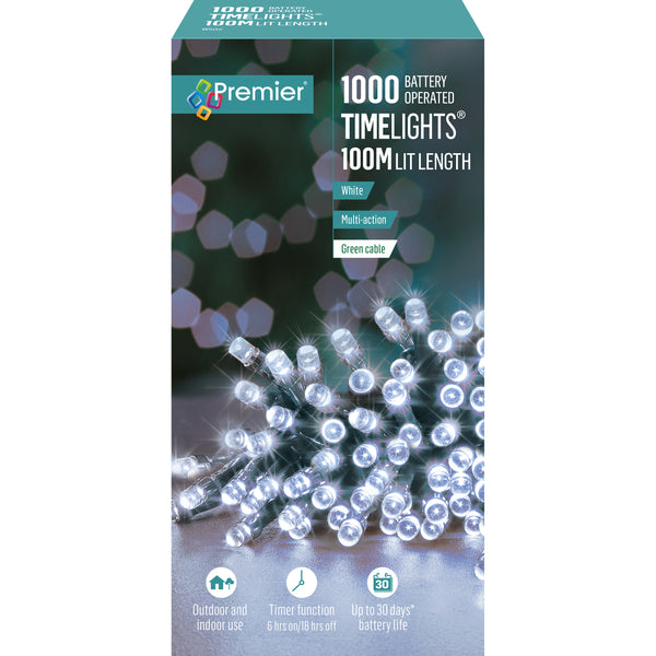 1000 White Multi Action Battery Powered LED Lights with Timer