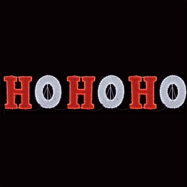 3m Giant HO HO HO Tinsel Motif Outdoor Christmas Sign with LEDs