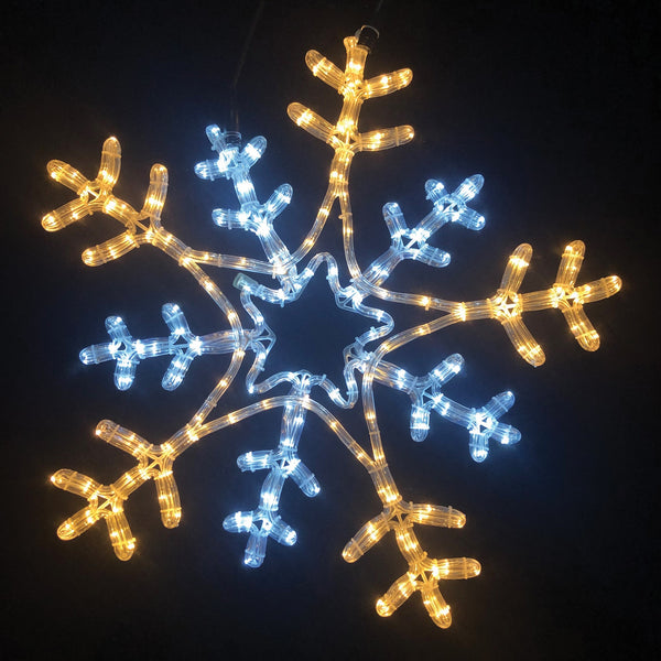66cm Flashing Snowflake Rope Light with 216 White & Warm White LEDs