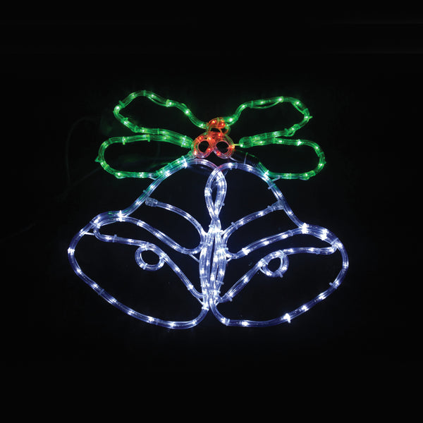 Festive Bells and Holly Christmas Rope Light Silhouette