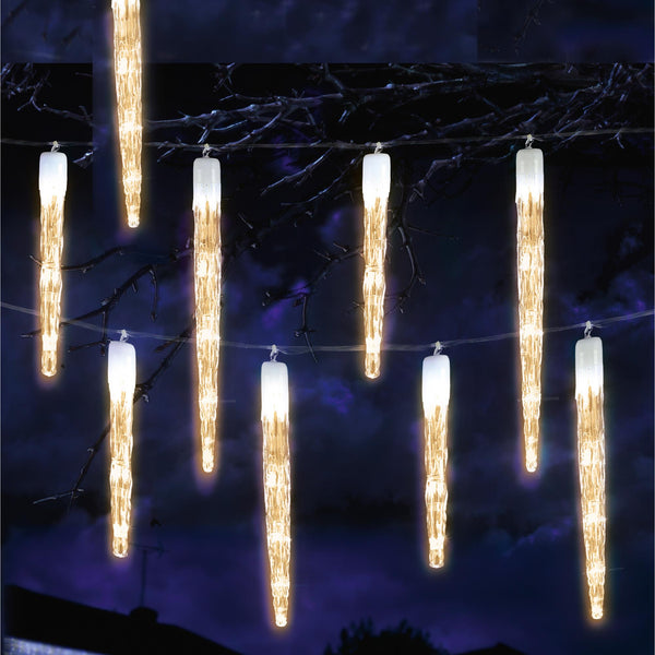 24 Chaser Icicle Lights with 72 Warm White LED lights
